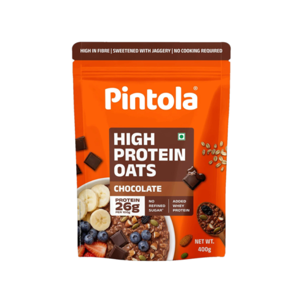 Pintola 26g High Protein Oats - Dark Chocolate, For Weight Loss, Breakfast Cereals Pouch